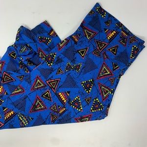 LuLaRoe Azure Women’s Skirt Blue Geometric Pattern Stretchy Sz 2XL Q8